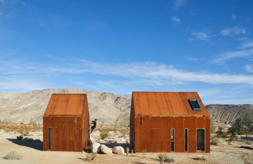 Salvaged steel cabins pop up in California’s Joshua Tree National Park