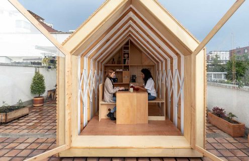IWI is an adaptable cabin that expands like an accordion