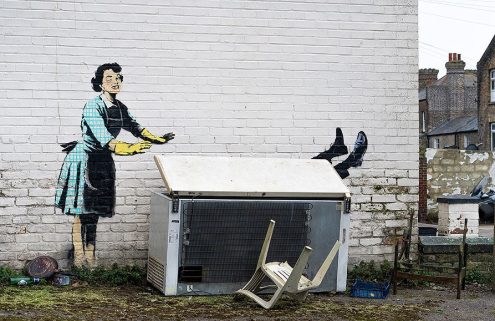 Banksy’s mural Valentine’s Day Mascara is being sold to the public today for £120 a share